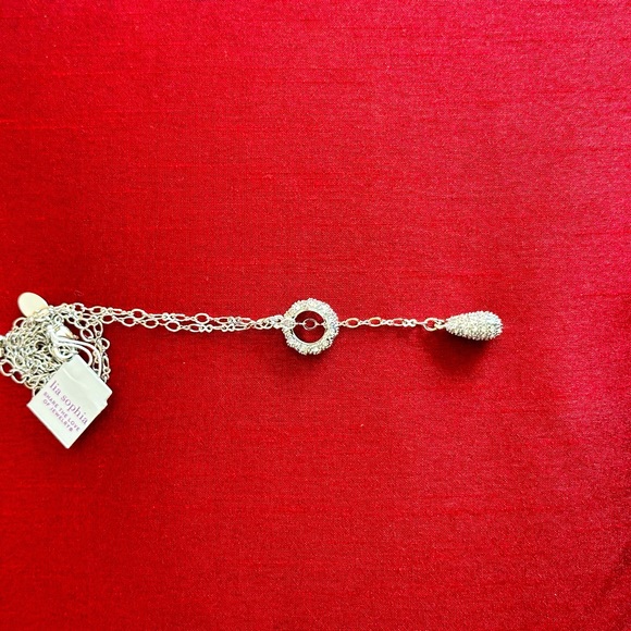 Lia Sophia Silvertone and Crystal Y Necklace 18-20” - Picture 5 of 6